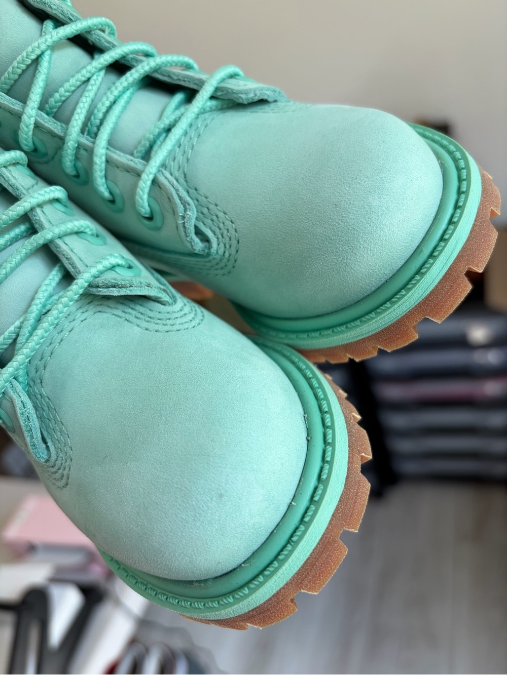 NEW Timberland 50th Anniversary Premium 6” Waterproof Boots Light Green Nubuck - Picture 4 of 16
